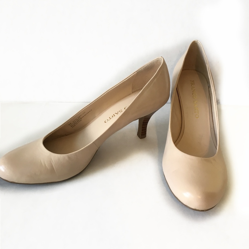 Franco Sarto "BARLEY" Beige Leather Size 8 Heels